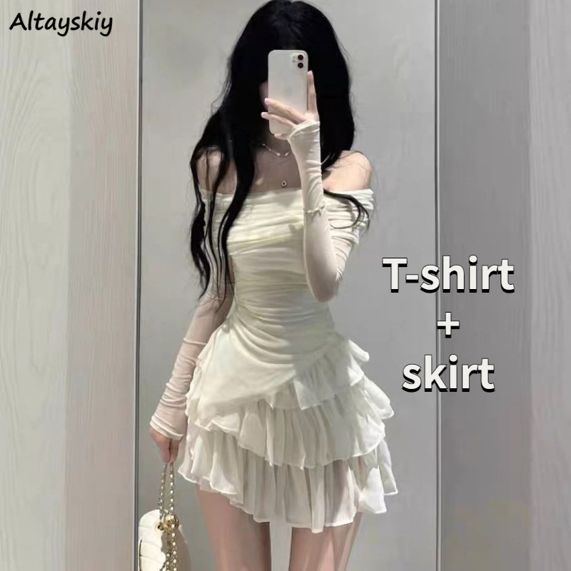 Party Games Mini - Skirts Sets Women Summer Slim Tiered